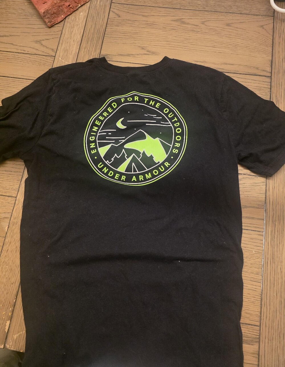 2 UA Black andsè Navy Short Sleeve Tees with Neon Green Outdoor Badge